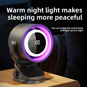 Hot Selling Portable USB Rechargeable Clip Fan Four-Speed LED Light Wireless Brushless Motor 1800mAh Battery Low Noise Camping - Product Image 3