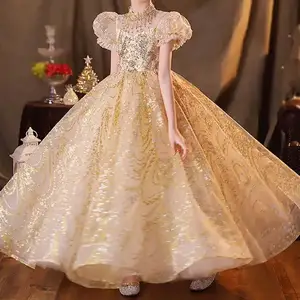 Hot Selling Girls Dress New Style Piano Performance Dress Children Princess Dress Flower Child Wedding Girl