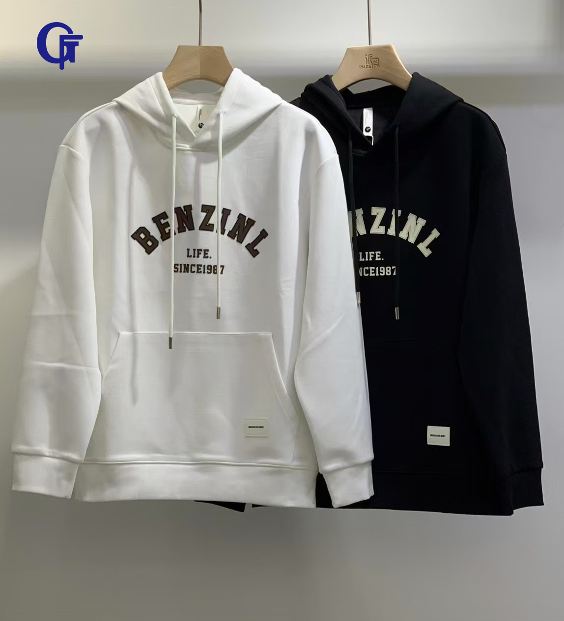 Men's Designer Clothing Luxury Cotton Denim Hoodie with Embroidered Logo Oversized 100% Cotton Hooded Collar Shorts for Winter