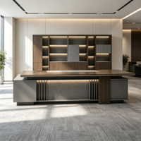 Bureau de direction moderne et luxueux pour PDG, dirigeant ou manager, avec armoire latérale pour bureau de directeur