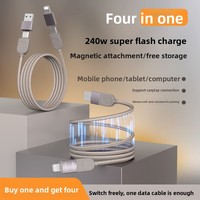 Câble de charge USB Type-C/1617 à enroulement et aspiration automatiques, sans nœuds, à charge rapide magnétique 240W