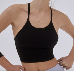 Moda negro verano Sexy sin mangas Tops para mujeres tirantes finos Crop Tank Top Fitness acanalado tejido camisetas - Product Image 1