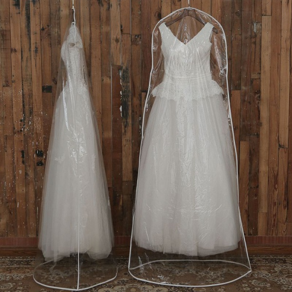 3 Sacchetti Porta Abiti Da Sposa In TNT Bianco, Con Tasca Trasparente Per Accessori E Tassello 15 Pollici - 3
