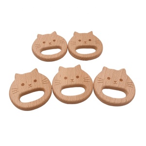 Hêtre <span class=keywords><strong>Animal</strong></span> Sculpté au Laser <span class=keywords><strong>Chaton</strong></span> Hêtre Bois Bébé Anneau De Dentition Jouet - Product Image 2