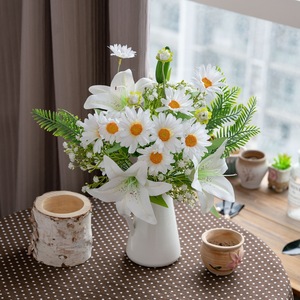 Bouquet de marguerites artificielles Sunny en tissu tissé plastique pour décoration intérieure et accessoires de mariage CF02086 - Product Image 1