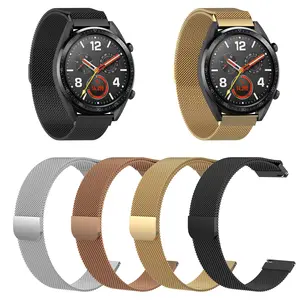 Qiman Milanese Stainless Steel Loop Watch band Strap for Huawei Honor Magic Watch Dream GT GT2 2 SE GS Pro 42mm 46mm
