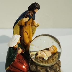 Decoración de Navidad poliresina Natividad bola de nieve Jesús Marial Religión Cristiana estatua Decoración Para Homedecor regalos - Product Image 2