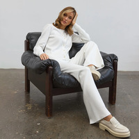 Ensemble transfrontalier Nouvelle Collection Automne/Hiver 2026 Cardigan Minimaliste Ample à Col Rond en Nylon/Coton Anti-Plis Taille Haute