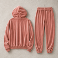 Ensemble 2 pièces pour femmes, pantalon et sweat à capuche ample en velours uni, style streetwear, été, avec logo personnalisé