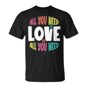 T-shirt avec citation rétro « All You Need Is Love » pour la Saint-Valentin, mariage, amusement, promotion - Product Image 1