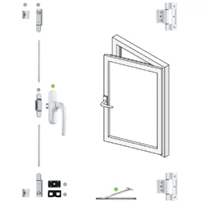 High quality window hardware aluminum alloy inner open two lock series casement window system for aluminum upvc window