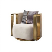Moderner Luxus Goldener Metallrahmen Kugelsessel Akzent-Sofa Drehbarer Sessel Wohnzimmer Schlafzimmer Esszimmer Möbel Hochwertiger Stoff