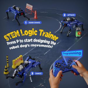 スマートインタラクティブSTEMロボット犬のおもちゃ音声リモコン電気30 + リアルアクションプログラム可能 - Product Image 3