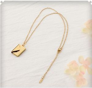 Pendentif d'enveloppe en acier inoxydable, collier de message caché Secret, Unique, cadeau de saint-valentin, bijoux résistant à la sueur - Product Image 4