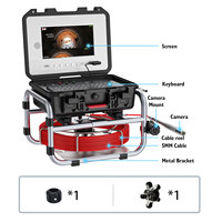 Cámara de inspección de drenajes de 70M con pantalla IPS de 10 pulgadas, localizador de 512Hz, contador de metros autonivelante, cable de freno de 5mm, DVR y estuche portátil