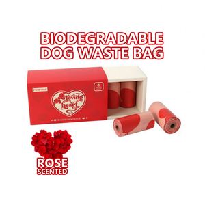 Sacs à déjections pour animaux de compagnie biodégradables et écologiques, parfum Rose, avec pelle à crottes pour chat en forme de cœur - Product Image 2