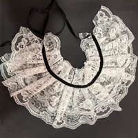 Collier de robe détachable en dentelle rouge avec broderie florale, à nouer devant, pour la décoration de robes