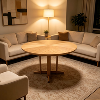 Table à manger ronde en bois naturel avec base trépied stable, idéale pour la maison, la cuisine, le bistrot et les cafés - Meilleure vente