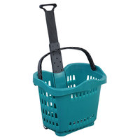 Panier de courses roulant en plastique écologique avec logo personnalisé, durable, pour supermarché, avec poignée télescopique et roues