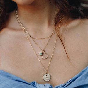 Gemnel HECHO DE PLATA 925 14k oro diamante piedra encanto conjunto de satélite collar de cadena - Product Image 3