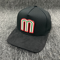 Gorra de béisbol de gamuza mexicana lista para enviar con pin metálico, unisex, a la moda, estilo mexicano común, de 5 paneles, para las cuatro estaciones, al por mayor.