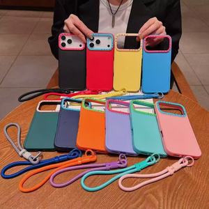 เคสโทรศัพท์แบบสายคล้องคอ สีบล็อก สัมผัสนุ่ม ป้องกันการตกกร<span class=keywords><strong>ะ</strong></span>แทก สำหรับ <span class=keywords><strong>iPhone</strong></span> 17 Pro Max 16 15 14 13 <span class=keywords><strong>12</strong></span> 11 - Product Image 1