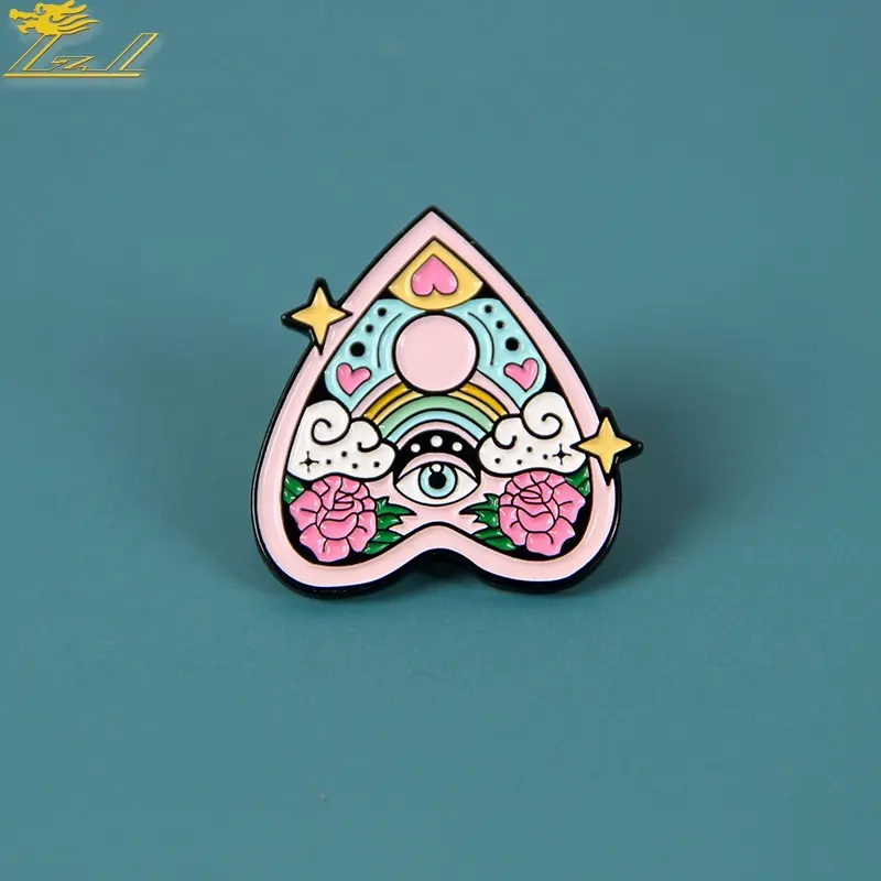 Heart shape lapel pins flower pins hard soft enamel badges custom metal pin for decoration