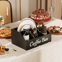 Organizador de Estación de Café de Madera para Encimera con Divisores Ajustables - Almacena Cápsulas K-Cup, Botellas de Sirope, Té y Café para Cocina/Oficina