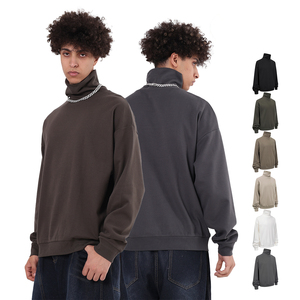 เสื้อคอเต่าแขนยาวผ้าคอตตอน 100% หนานุ่มพิเศษ สไตล์สตรีทแวร์ ผ้าถักแบบปัดขนสองด้าน ทรงหลวม ดีไซน์ 3 มิติ สีพื้น - Product Image 1