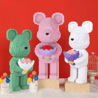 Mini briques de construction 3D, modèle amour fleur ours brutal, Micro blocs de construction Bearbrick figurines jouets pour cadeau