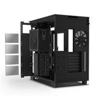 Boîtier d'ordinateur de jeu NZ H9 Flow Black Mid Tower ATX avec 4 ventilateurs, ports USB avant, construction en acier, en stock