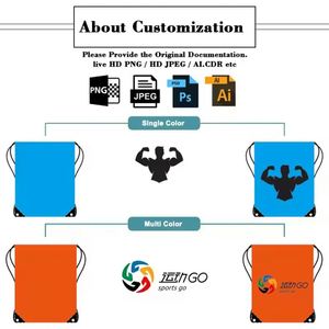 New Foldable Personalized Durable Beige <b>Kids</b> Small Storge Muslin Polyester Drawstring <b>Backpack</b> Bag - Product Image 3