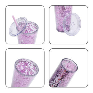 2026 Luxury Sequin Glitter Straw <b>Cup</b> Wholesale Custom Logo Double Wall <b>Reusable</b> Plastic Tumbler Sparkling Sequin Water Bottle - Product Image 5