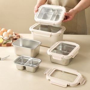 Rectangular Sealed 304 Stainless Steel Lunch <b>Box</b> with Glass Lid Buckle Silicone Ring Food Storage <b>Box</b> Depth Bento <b>Box</b> - Product Image 1