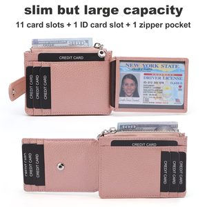Portefeuille en gros mince pour femmes porte-cartes pour femmes minces blocage RFID petits portefeuilles en cuir véritable pour le <span class=keywords><strong>voyage</strong></span> - Product Image 2