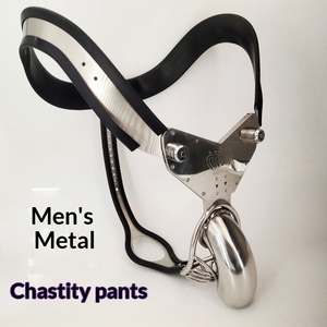Ceinture <span class=keywords><strong>de</strong></span> chasteté et pantalon en acier inoxydable avec cage à pénis en forme <span class=keywords><strong>de</strong></span> T et plug anal - Product Image 1