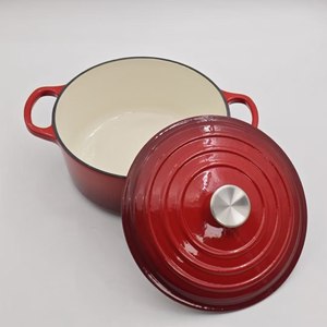 <span class=keywords><strong>Cocotte</strong></span> en <span class=keywords><strong>fonte</strong></span> émaillée rouge ronde pour la cuisson, le fourrage et la cuisson du pain, compatible four, ustensile de cuisine, logo personnalisé - Product Image 2