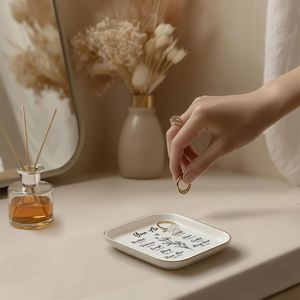 Handmade Style Custom Ceramic <b>Ring</b> Dish Personalized Logo Jewelry Tray Square Trinket <b>Plate</b> for Christmas Birthday Gifts - Product Image 4
