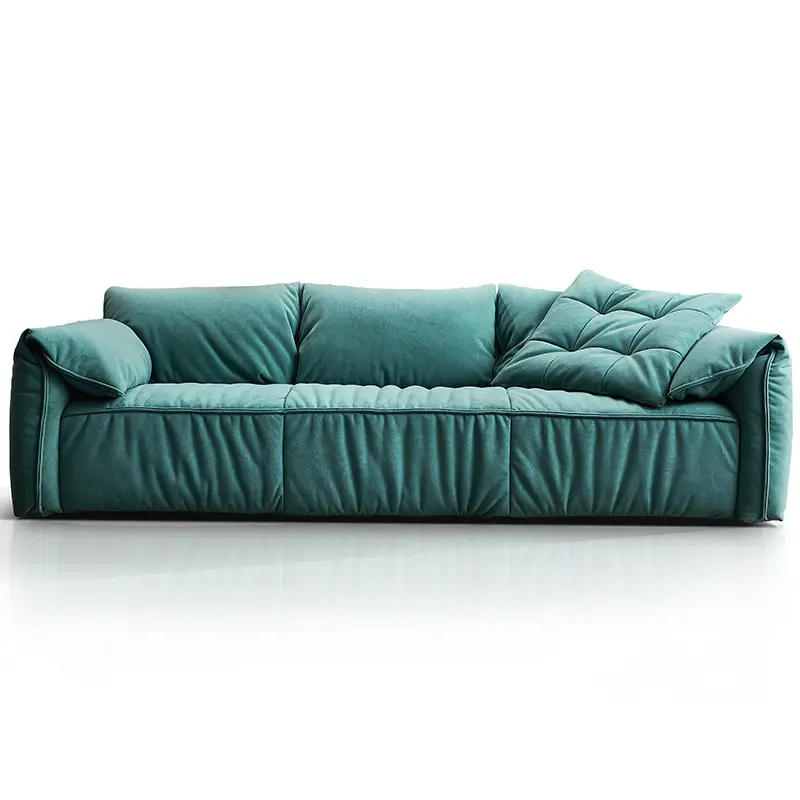 Hot sale green big sofa set ten years guarantee living room furniture luxury velvet leather modern style four seater sofa