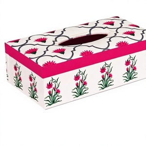 Boîte de rangement pour mouchoirs Meena en MDF, design classique, faite à la main, écologique, porte-mouchoirs en bois imprimé, couvercle décoratif pour boîte à mouchoirs - Product Image 1