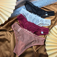 Culottes en dentelle élégantes à faible MOQ, transparentes en maille, coupe en V, pour anniversaire, lune de miel, rendez-vous galants