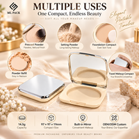 Palette de fards à paupières pressés en poudre portable 14,5 g en ABS recyclable, boîte de rangement vide pour fards à paupières argentée et blanche