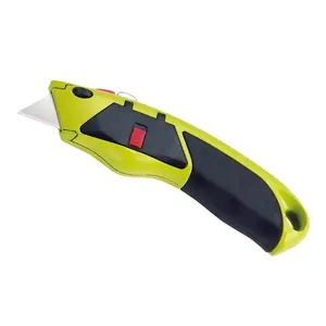 Heavy duty metal alloy Utility Knife Self-Retraction box cutter crafting knife No-slip Grip wire stripping easy side storage