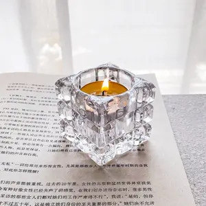 水晶玻璃香薰烛台创意灯罩照明玻璃方杯
