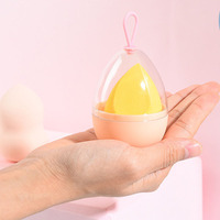 Professionnel coquille d'oeuf gourde beauté maquillage éponge double usage Portable crochet ensemble humide sec poudre bouffée goutte d'eau éponge biseautée