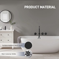 Système de douche à effet pluie moderne TOPWAY en acier inoxydable dissimulé avec poignée unique et cartouche céramique pour usage hôtelier, noir mat