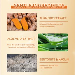 Masque facial en argile hydratant et nourrissant au curcuma, végétalien et naturel, pour le soin de la peau, nettoyage en profondeur, pour marques OEM - Product Image 3