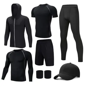 Promotional advertising corporate gym Sports Suits Custom Mens Running Athletic Compression Tights Fitness Clothing Gift Set