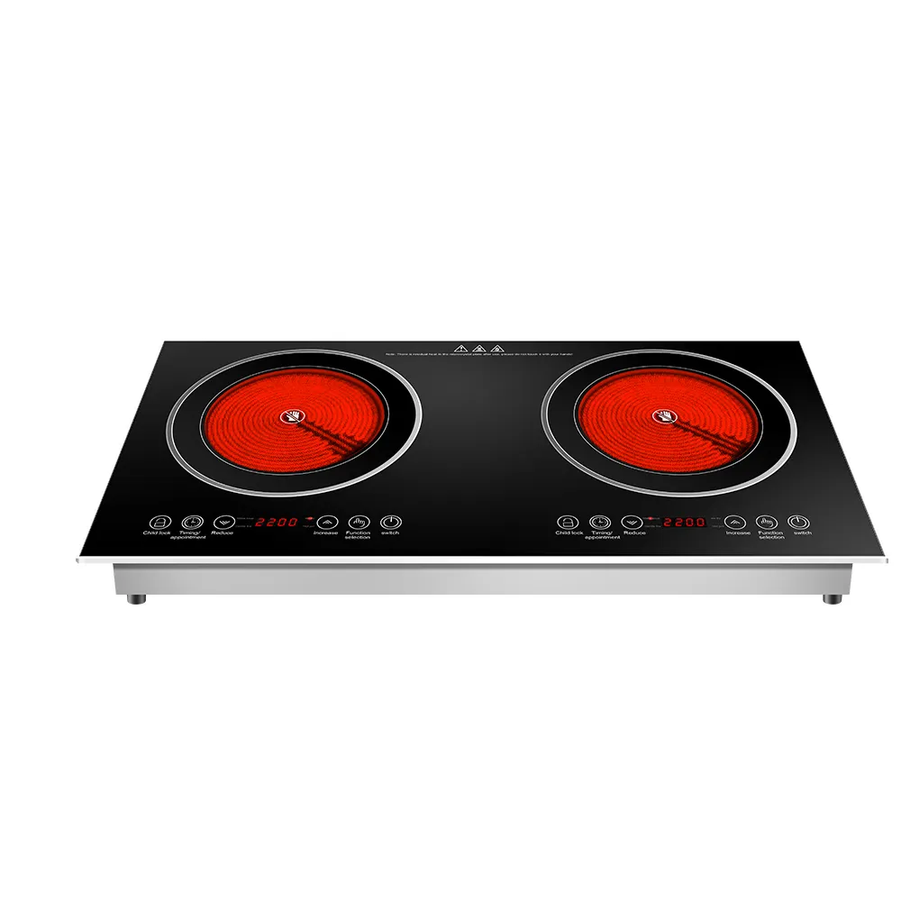 2200W 2 Burner Gốm Đơn Lập Bếp Điện Gốm Cơ Sở