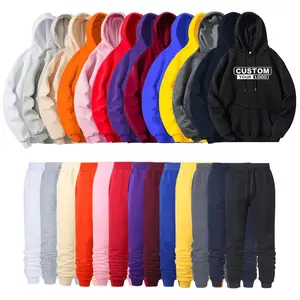 Benutzer definiertes Logo Hochwertige Frühling einfarbig Plain Großhandel Baumwolle Unisex Pullover Pullover Plus Size Hoodie Set